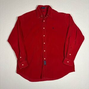 Ralph Lauren Men’s Red Corduroy button up shirt #preppy #classic #T0062